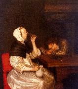Gerard Ter Borch Woman Drinking with a Sleeping Soldier oil painting reproduction